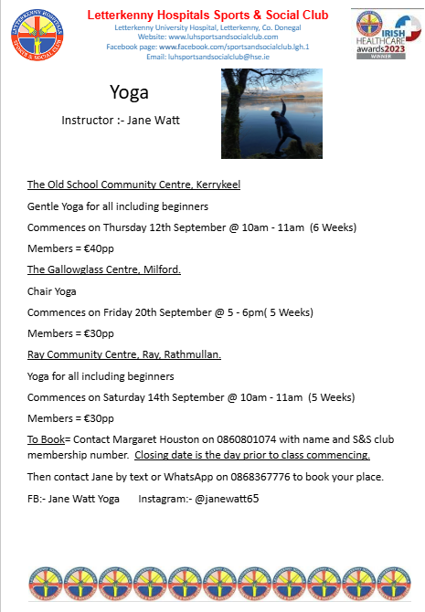 We have the next course of Yoga Classes starting with instructor Jane ...